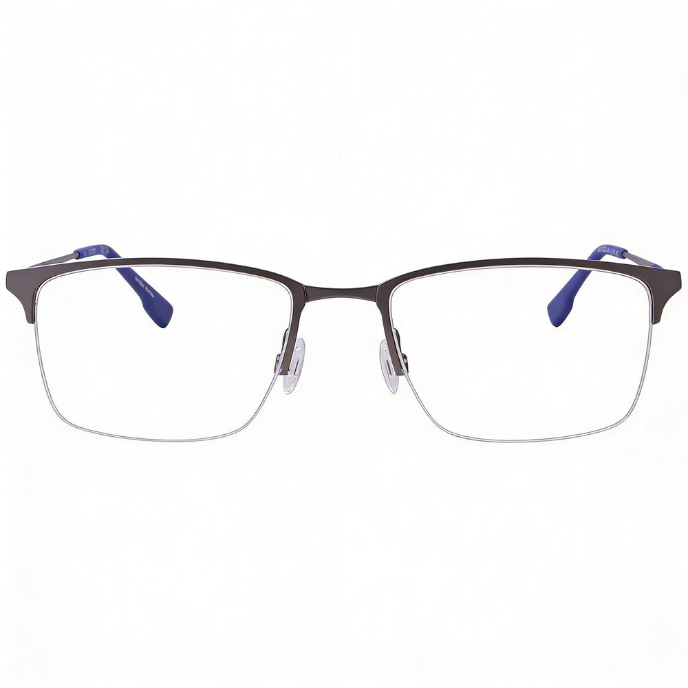 Flexon E1130 Men's Semi-Rim Rectangle Metal Optical Frame Eyeglasses Matte Silver 55-20-145mm