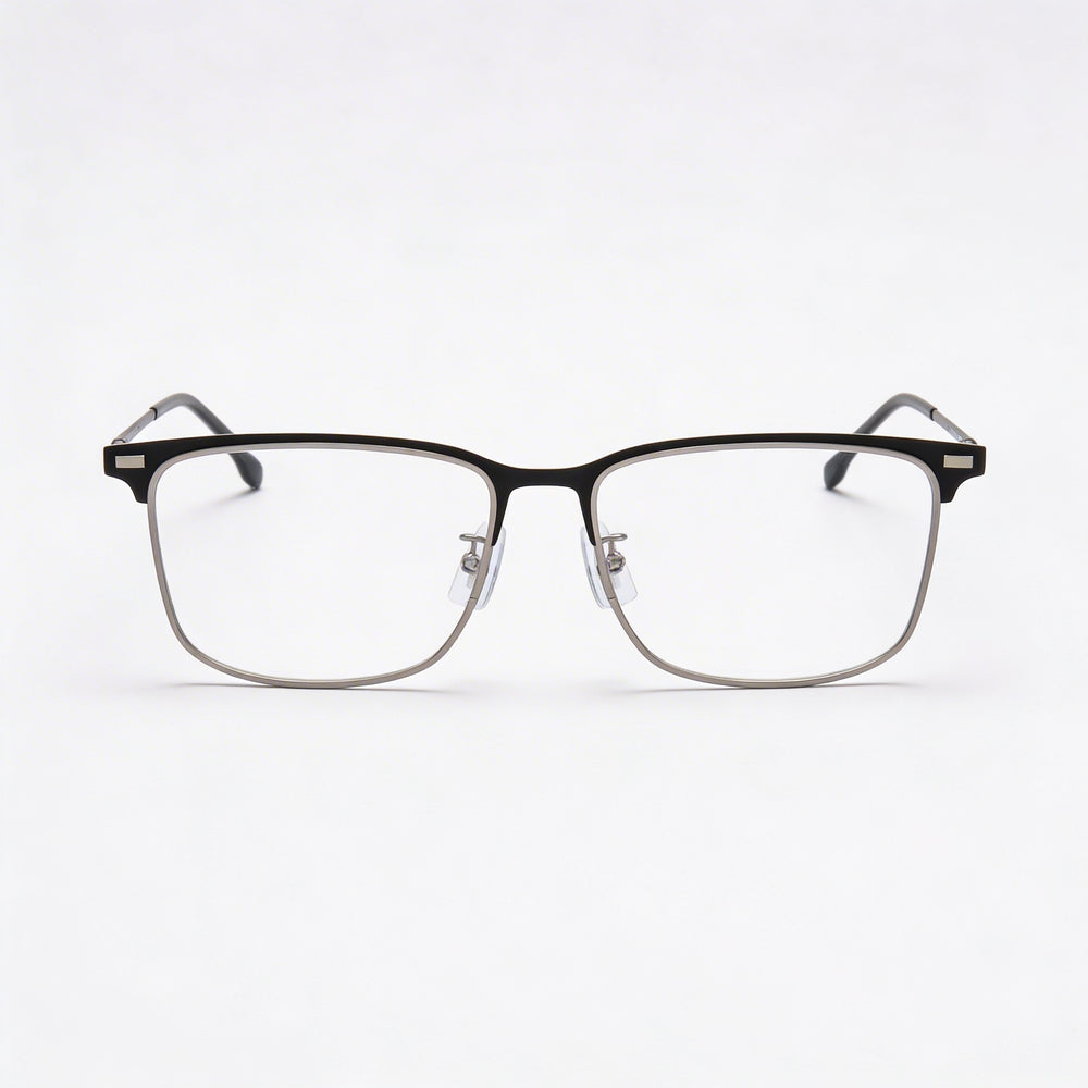 Hugo Boss Modern Unisex Matte Black Stainless Steel Frame with Matte Black Non Polarized Lenses 55-17-145