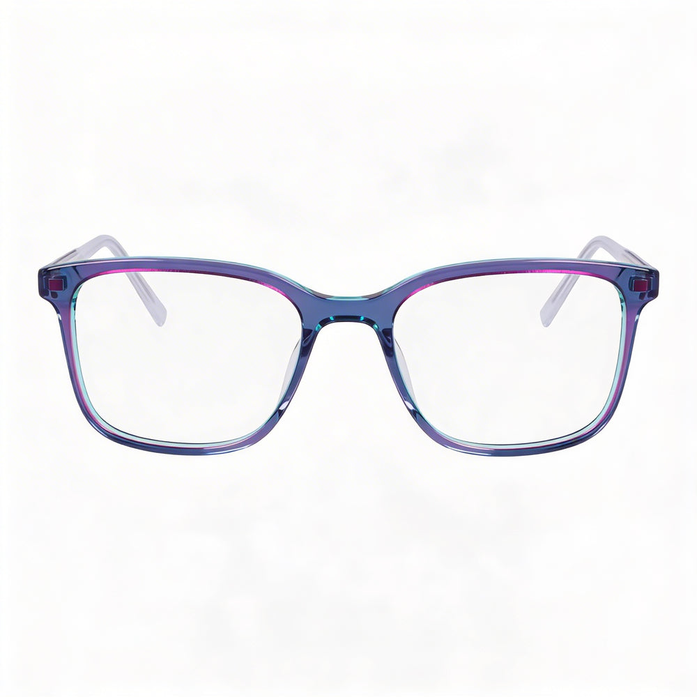 DKNY Casual Women's Crystal Blue Laminate Acetate Eyeglasses with Transparent Lenses, 52mm Lens Width