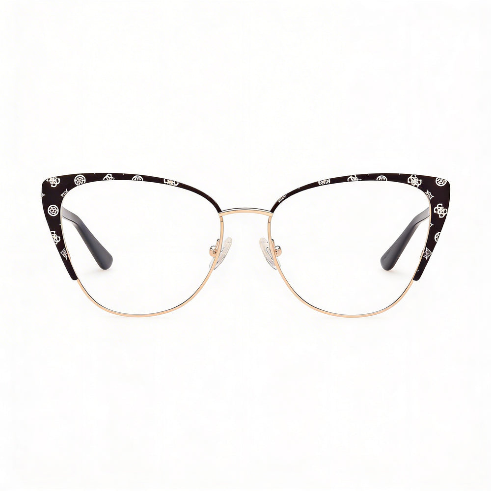 Guess Gu50121 Women's Matte Black, Shiny Black Metal Eyewear with Multicoloured Lenses 145mm