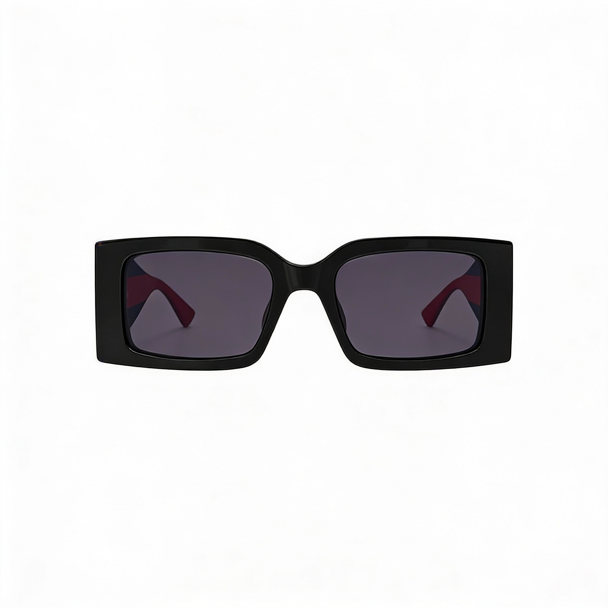 Gucci Modern Women's Rectangular Sunglasses Black, Blue & Red Plastic Frame Violet Lens 52mm, Photo 2