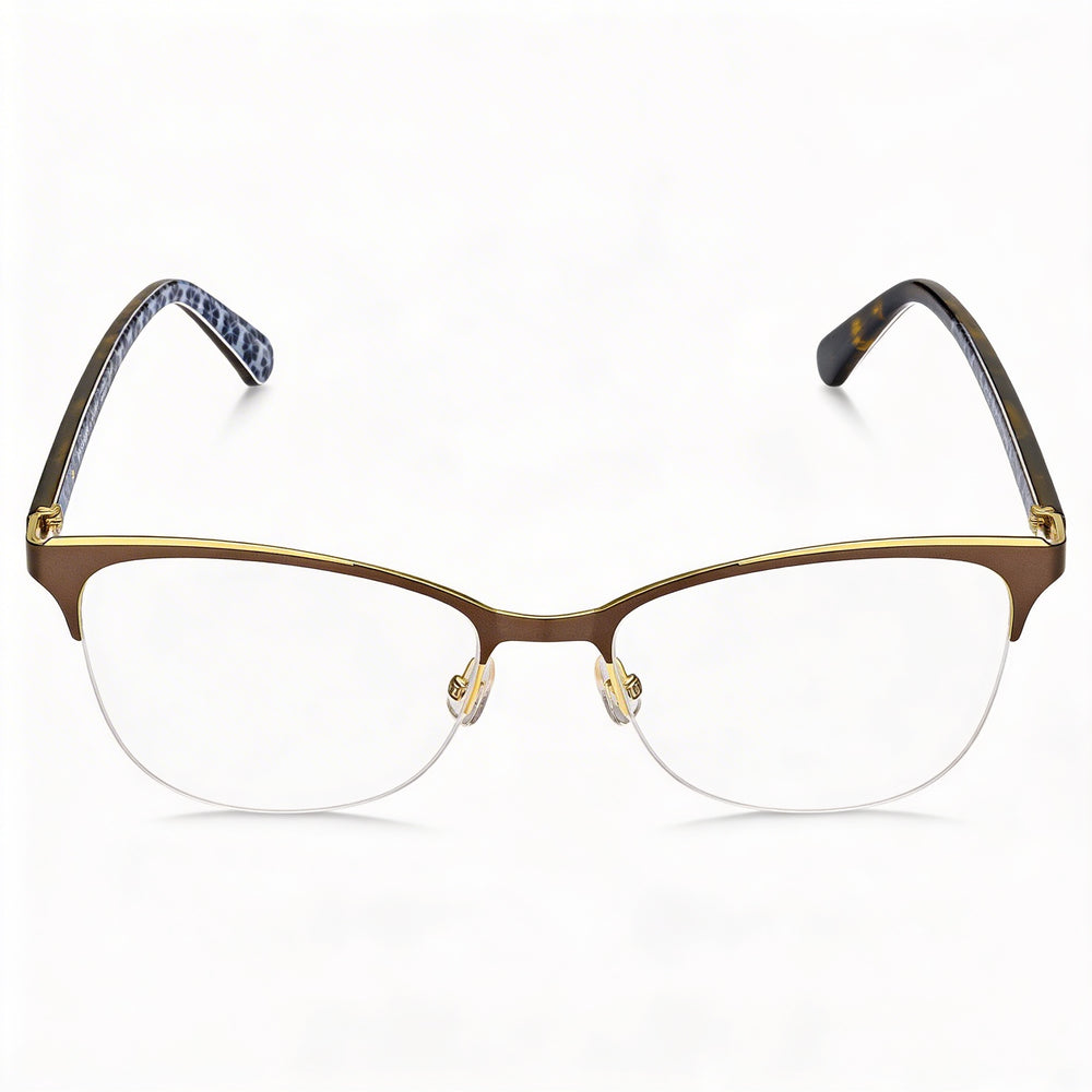 Kate Spade New York Brieana 09Q Women's Brown Havana Acetate Semi-Rimless Rectangular Square Eyeglasses 52mm