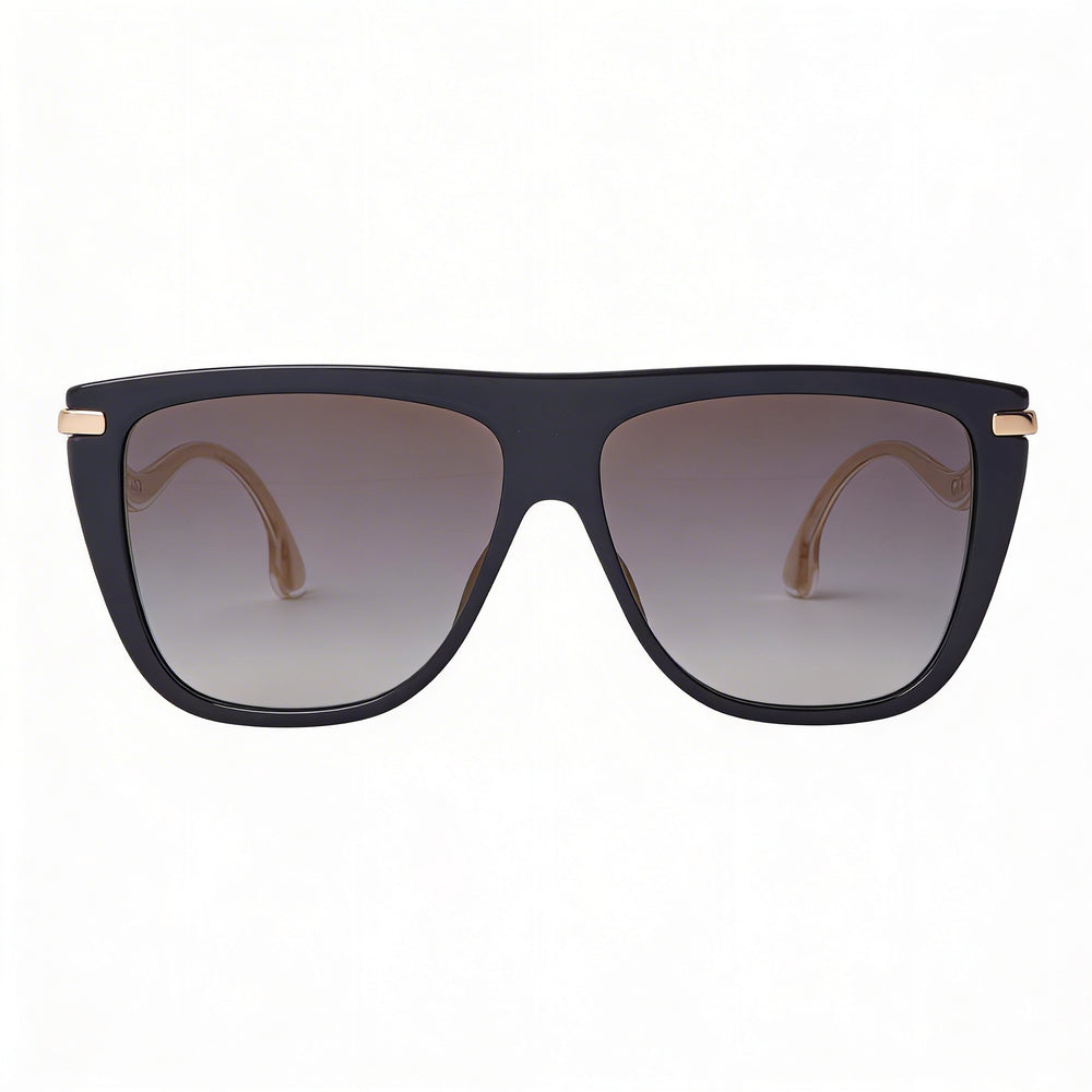 Gafas de sol Jimmy Choo SUVI/S para mujer, armazón de plástico negro tipo ojo de gato, lentes espejadas degradadas grises, protección UV de 58 mm