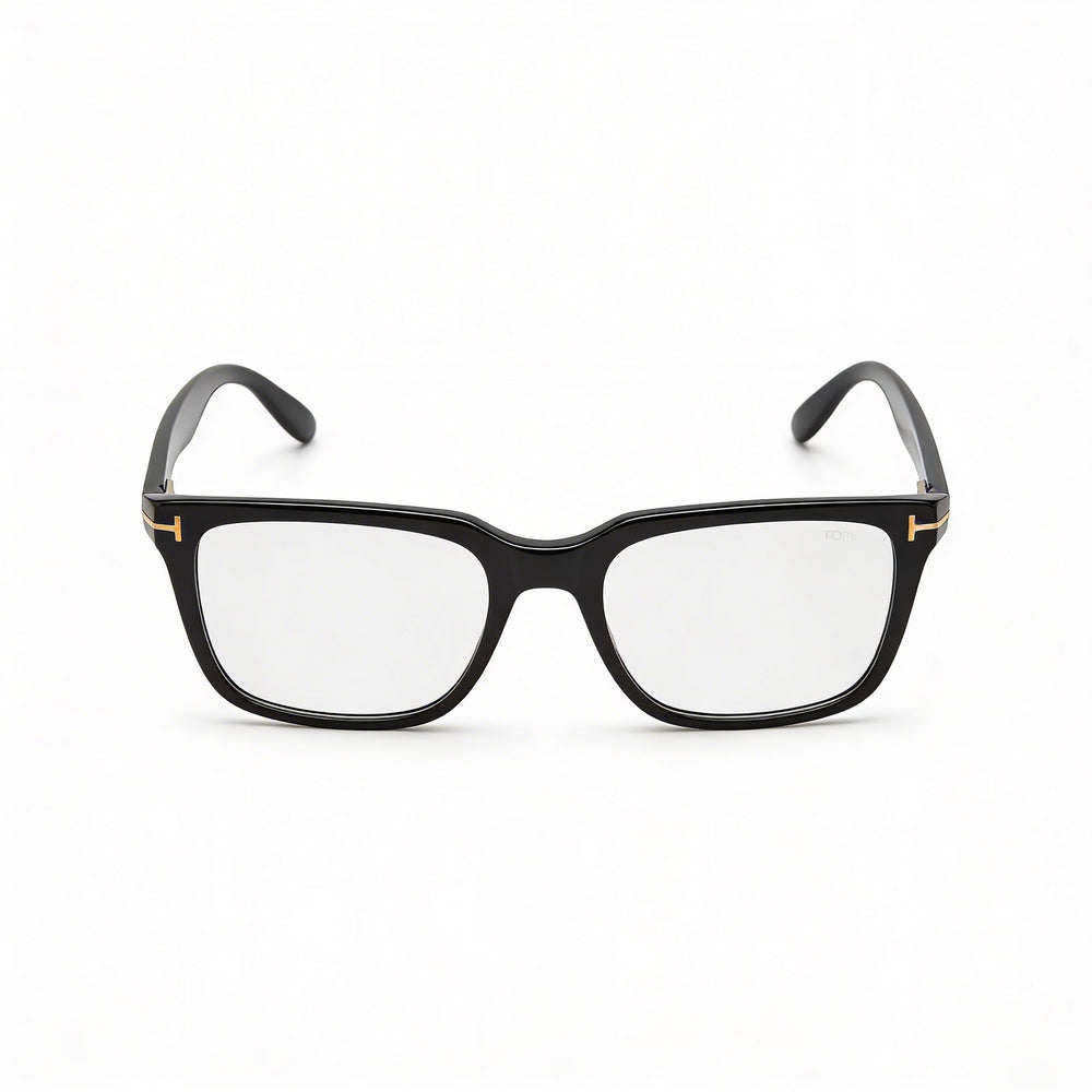 Tom Ford FT5304 001 Unisex Black Full Rim Plastic Frame Eyeglasses with Clear Composite Lenses, 54mm Lens Width