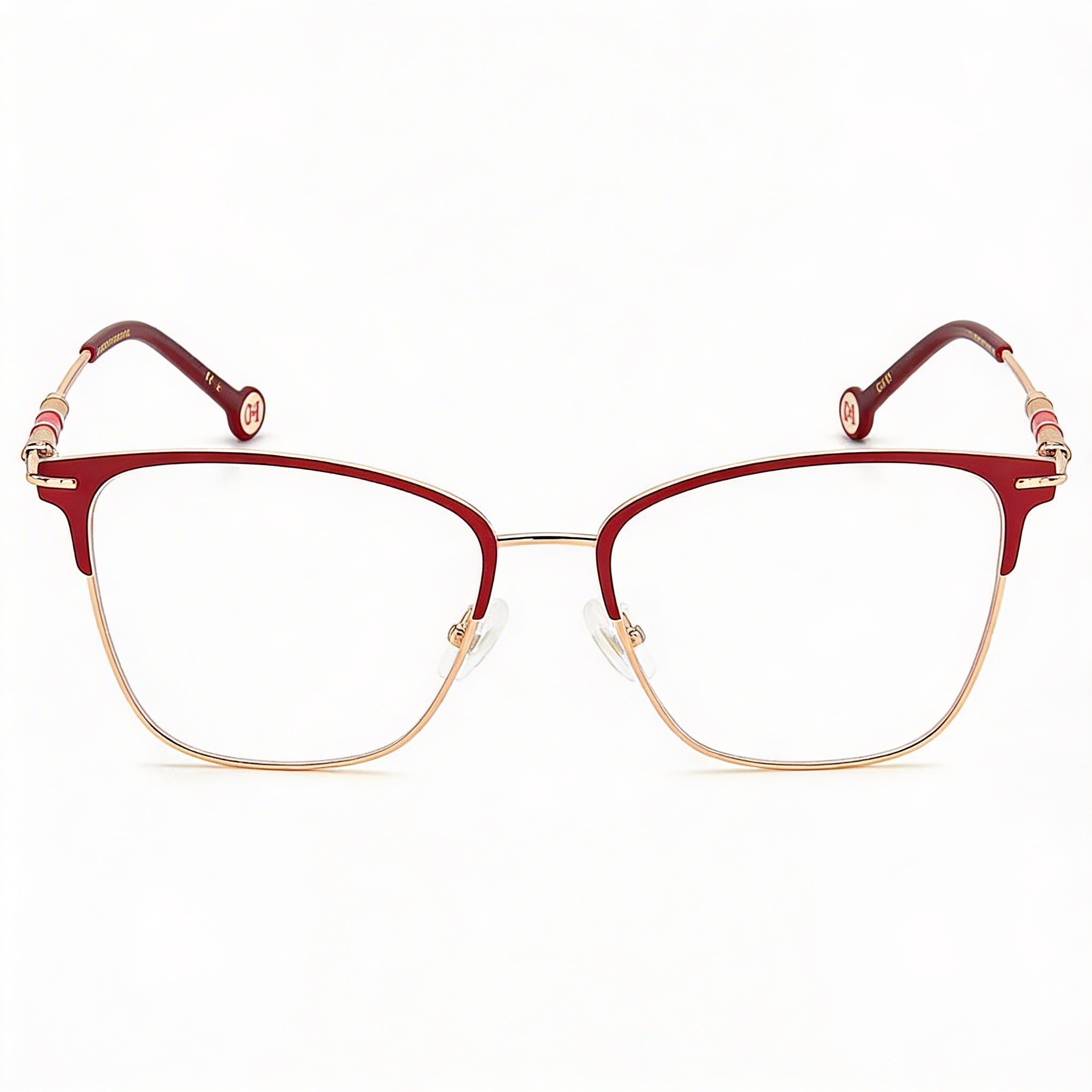 Carolina Herrera Ch 0040 Women's Rectangular Stainless Steel Burgundy Coppergold Eyeglasses 54mm, Photo 2