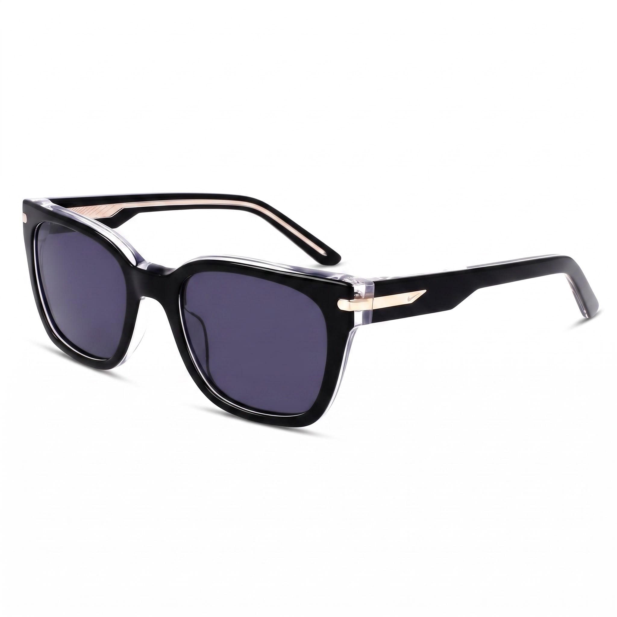 Gafas de sol informales Nike para mujer, montura de acetato negro y gris, lentes UV 400 gris sólido, talla 52-20-140, Photo 1