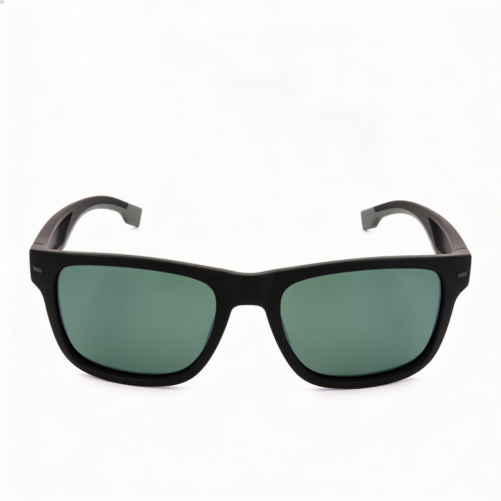 HUGO BOSS Moderno Unisex Negro Mate Gris Montura ECO POLIAMIDA Lentes Verdes No Polarizadas con Protección UV 55mm