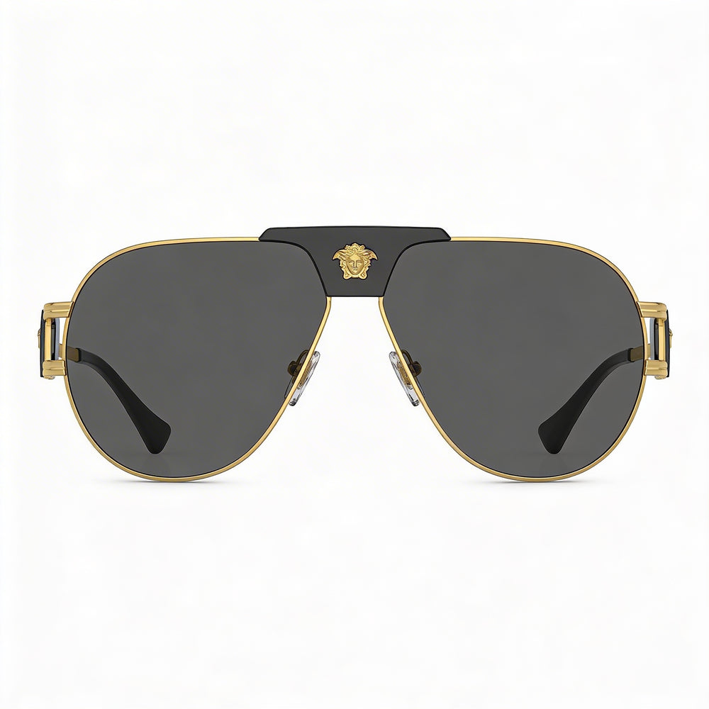 Gafas de sol unisex Versace Contemporary con montura de metal multicolor y protección UV, lente gris, 63 mm