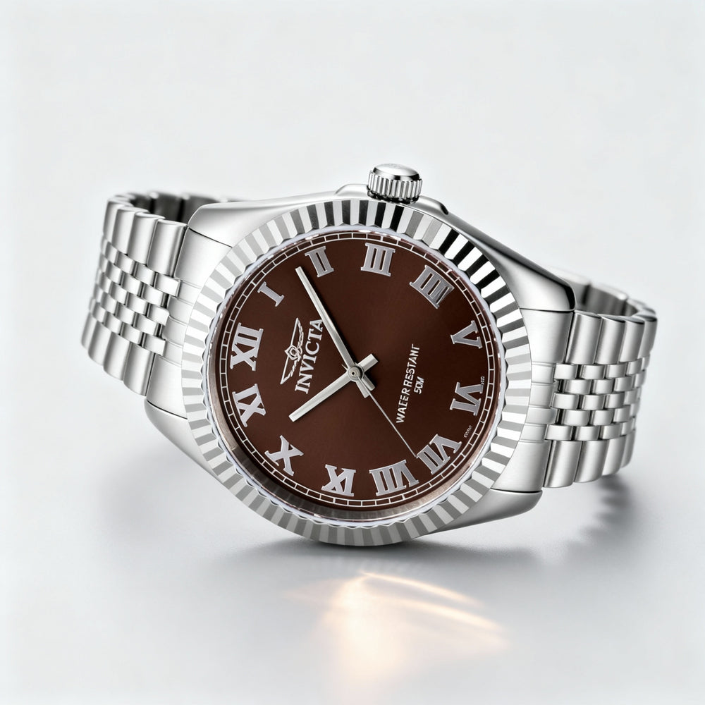 Reloj unisex Invicta Specialty 47400 de acero inoxidable con esfera de cobre y movimiento de cuarzo de 43 mm.