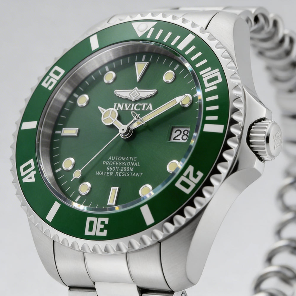 Invicta Men's Pro Diver 35719 Automatic Stainless Steel Green Dial Watch, Glow In The Dark, 47mm, 20 Bar
