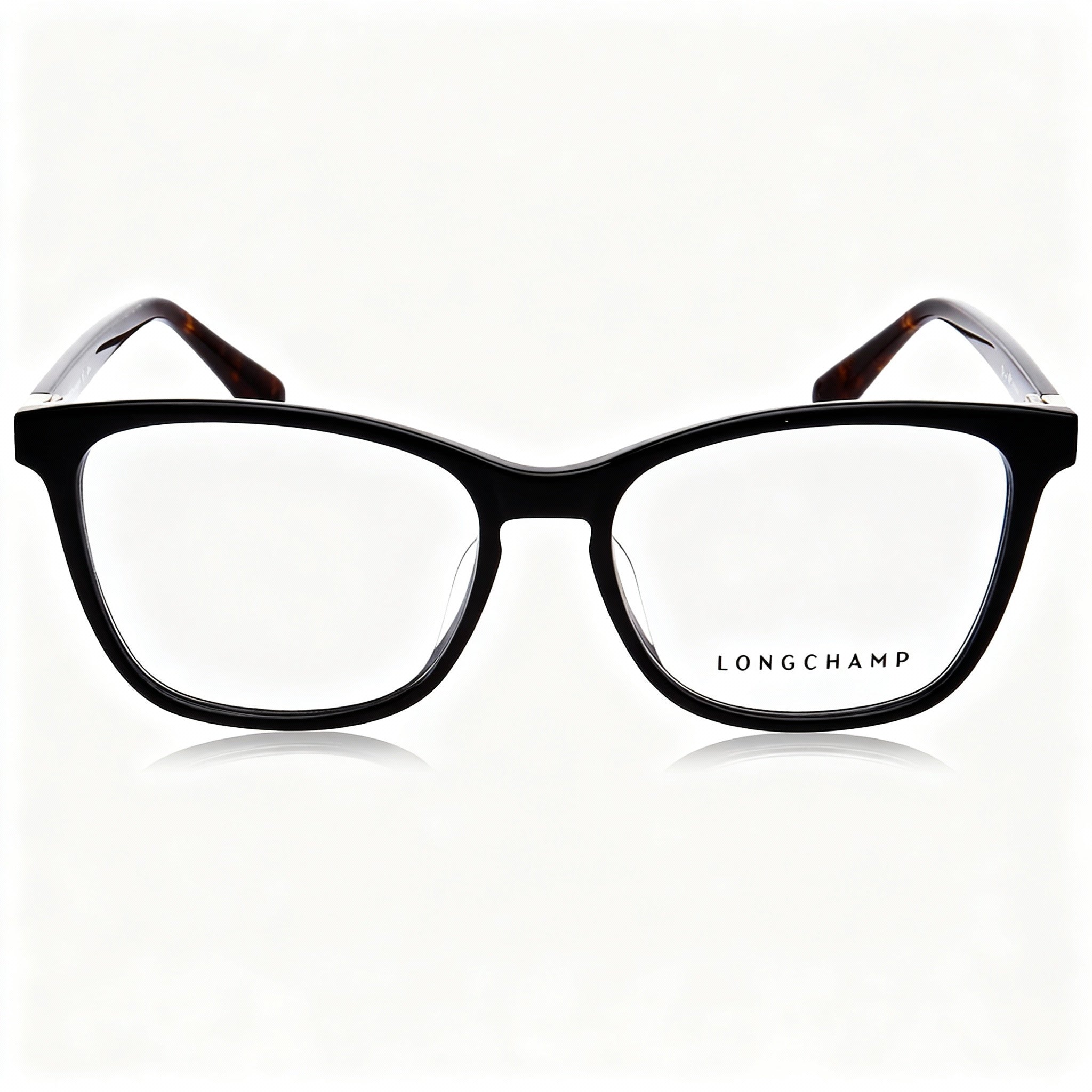 Longchamp LO2647 Women's Full Rim Rectangle Acetate Eyeglasses Black Havana with Clear Lenses 51-16-140
