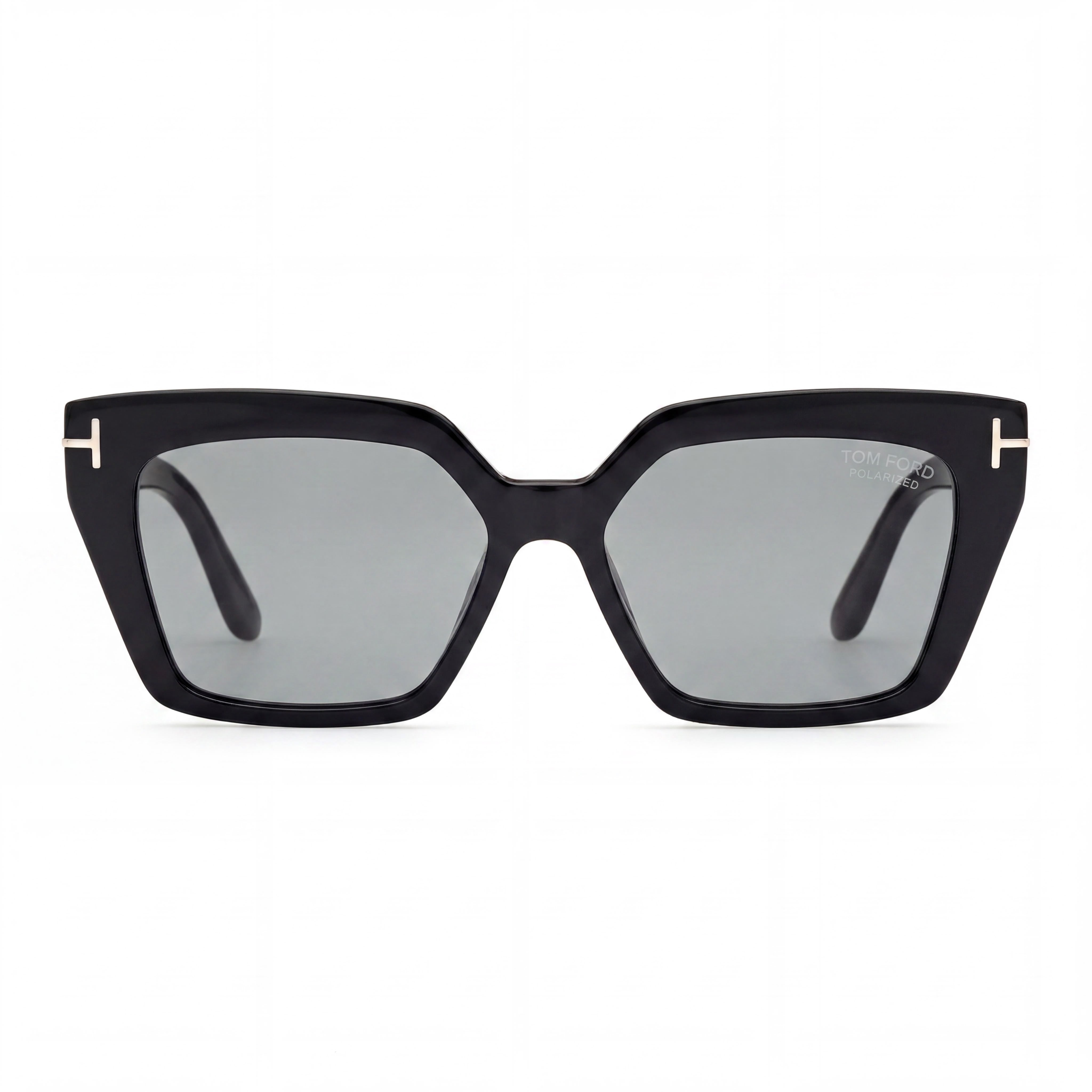 Marcolin FT1030 Classic Unisex Shiny Black Plastic Frame Sunglasses, Black Lenses, 53mm Lens Width, Photo 2