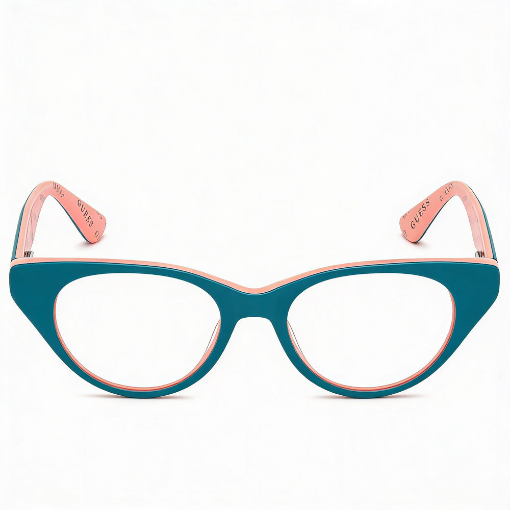 GUESS Gu9192 Women's Cat Eye Eyewear, Turquoise Plastic Frame, Clear Lenses, 47mm Lens Width
