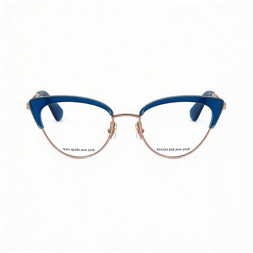 Kate Spade New York Jailyn Women's Cat Eye Metal Frame Eyewear with Clear Polycarbonate Lenses Blue Gold 50-18-39