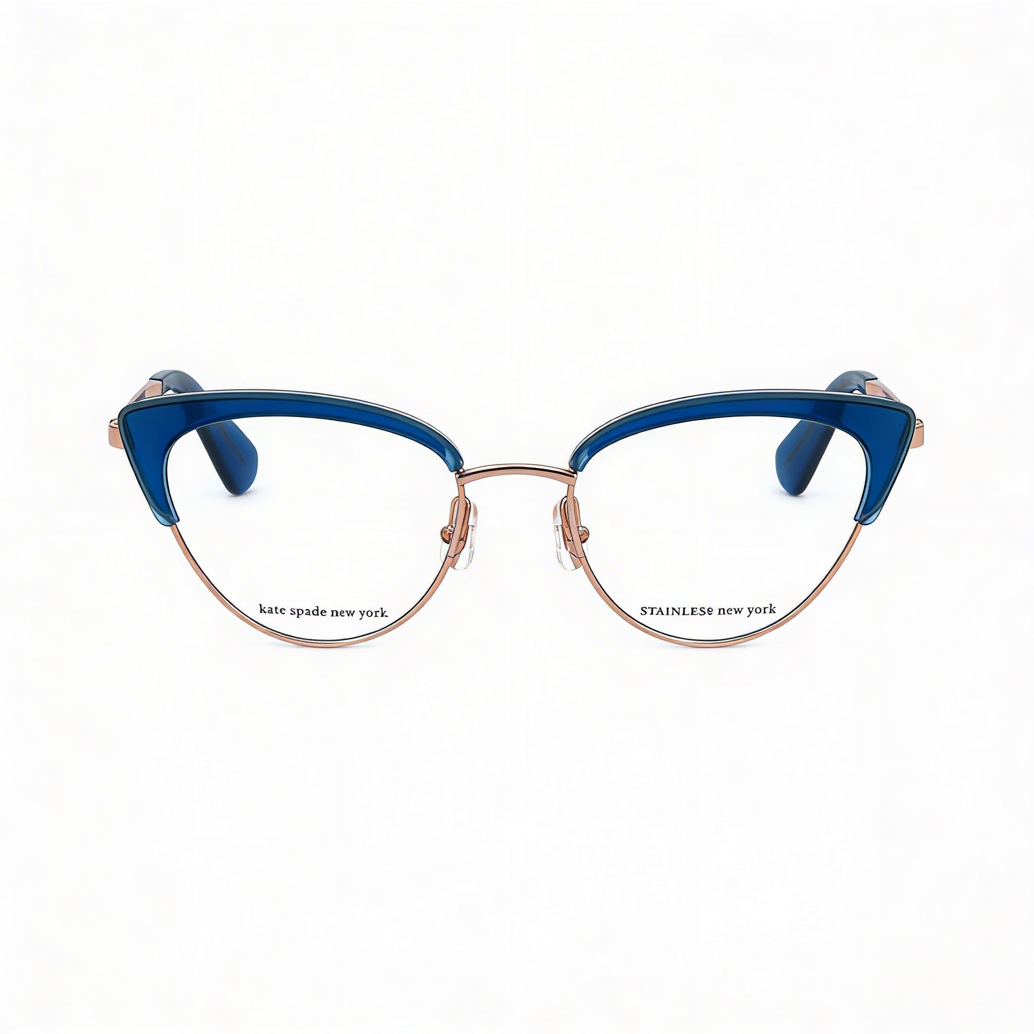 Gafas Kate Spade New York Jailyn con montura metálica de ojo de gato para mujer con lentes de policarbonato transparentes en azul dorado 50-18-39, Photo 2