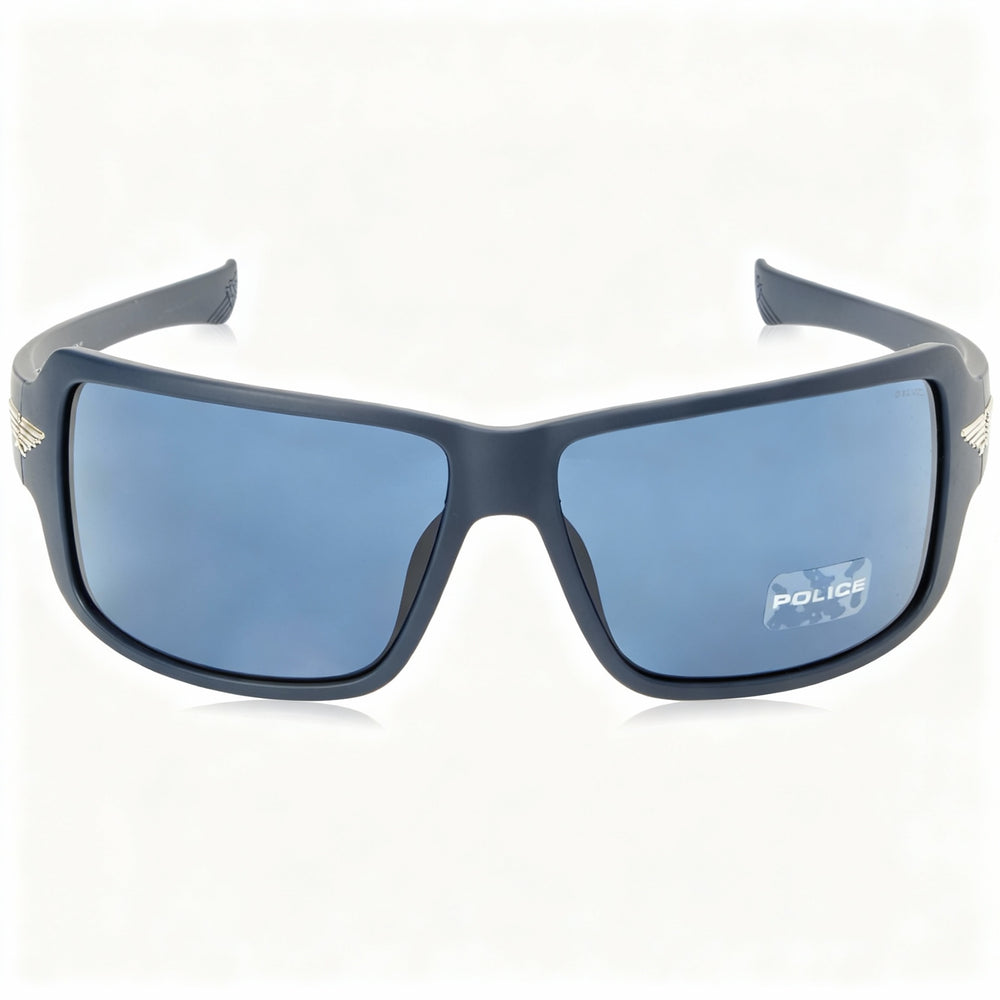 Gafas de sol Police Tailwind 5 para hombre, estilo casual, con montura inyectada, azul mate, lentes de policarbonato azul, protección UV400, 65-14-115