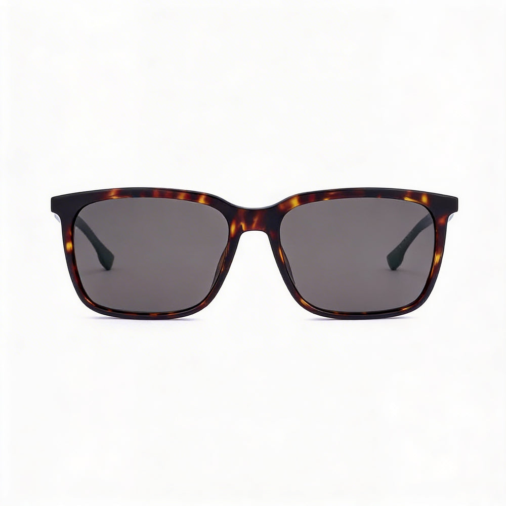 Gafas de sol Hugo Boss Tech & Innovation para hombre, de fibra de carbono, rectangulares, color verde habano y gris, antirreflejos, de 57 mm