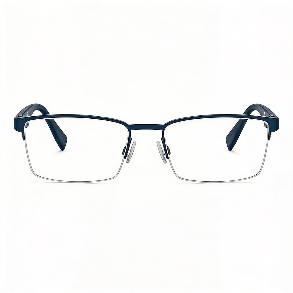 Hugo Boss 0324 Gafas graduadas unisex, montura de metal de acetato y acero inoxidable, Bluwood mate, tamaño 55