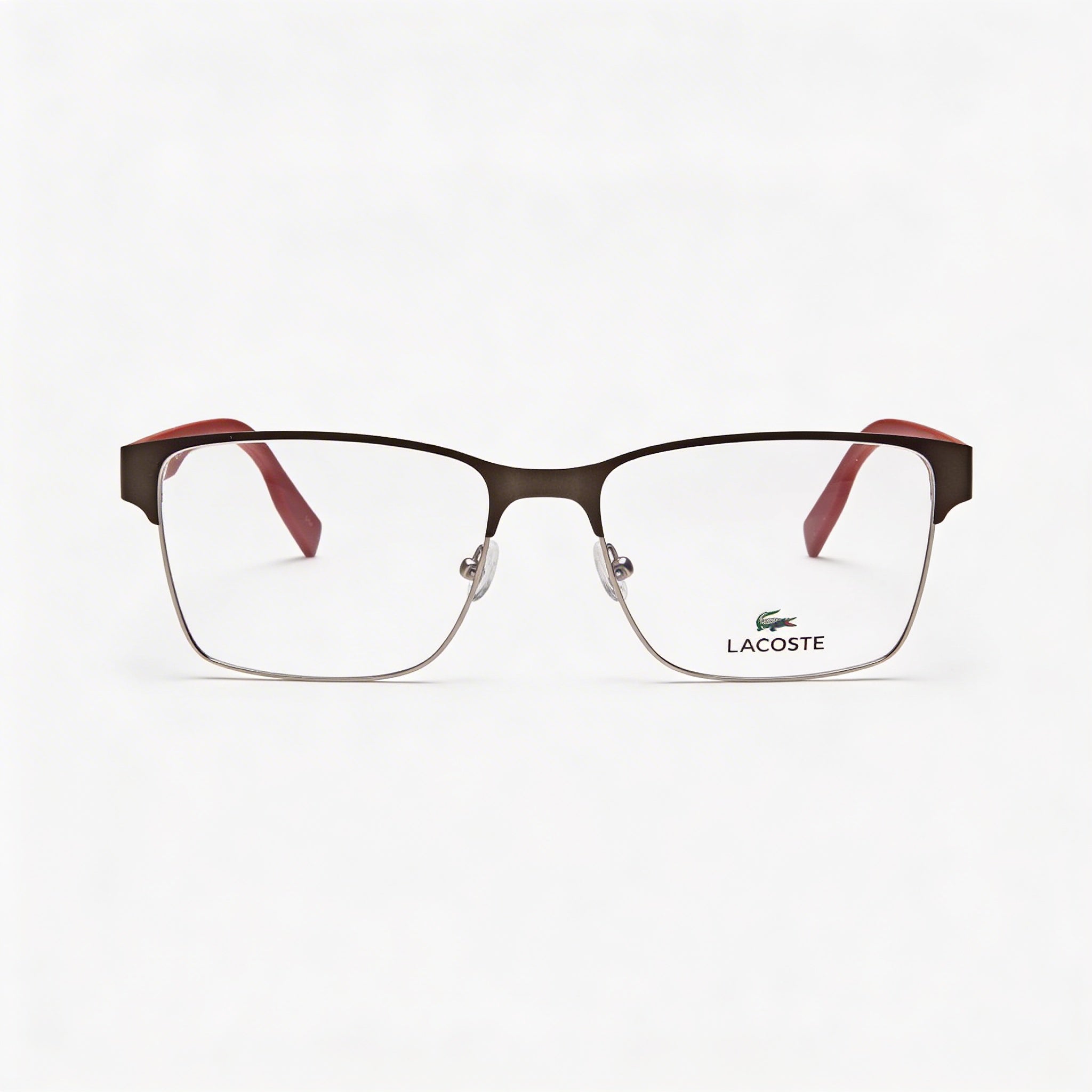 Lacoste Modern Unisex Alloy Steel Frame Polycarbonate Lens Non-Polarized Matte Dark Grey Eyeglasses 55mm, Photo 1