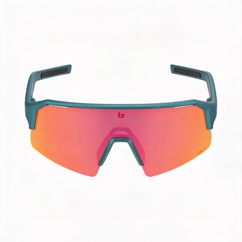 bollé Volt Unisex Creator Teal Metallic TPU Frame, Volt Ruby Polycarbonate Non-Polarized UV Protected Lenses, 140mm