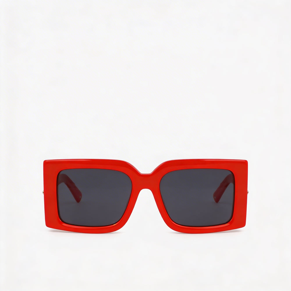 Ferragamo Sf2032s Women's Red Titanium Frame Eyewear with Grey Solid Color Non-Polarized Lenses 55-19-140