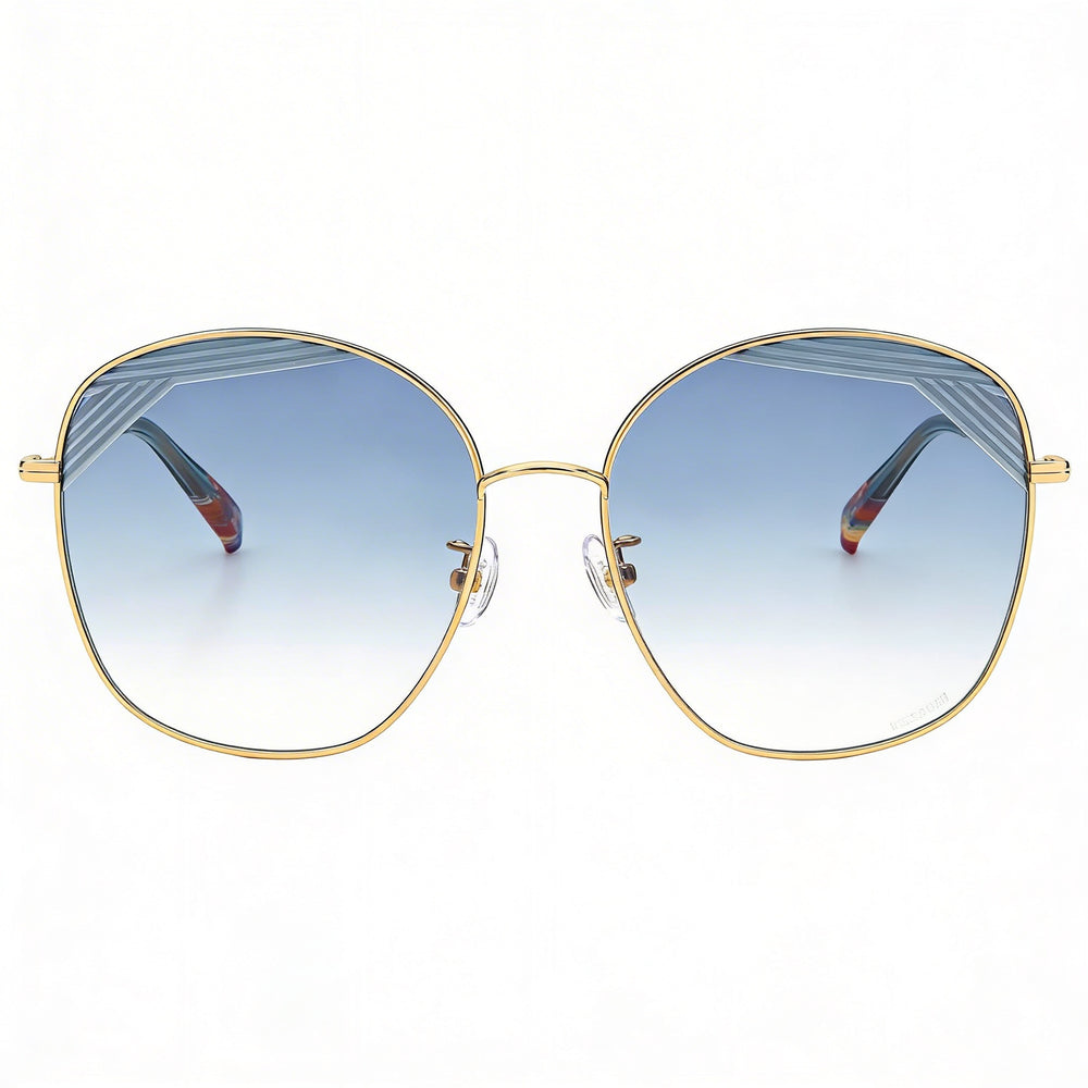 Gafas de sol M Missoni Spillo para mujer, con montura de acero de aleación, degradado en dorado y verde, 59 mm