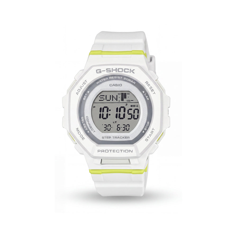 Casio G-Shock Smartwatch de Mujer con Correa Blanca, Seguimiento de Actividad, Resistencia a Golpes y al Agua hasta 20 ATM