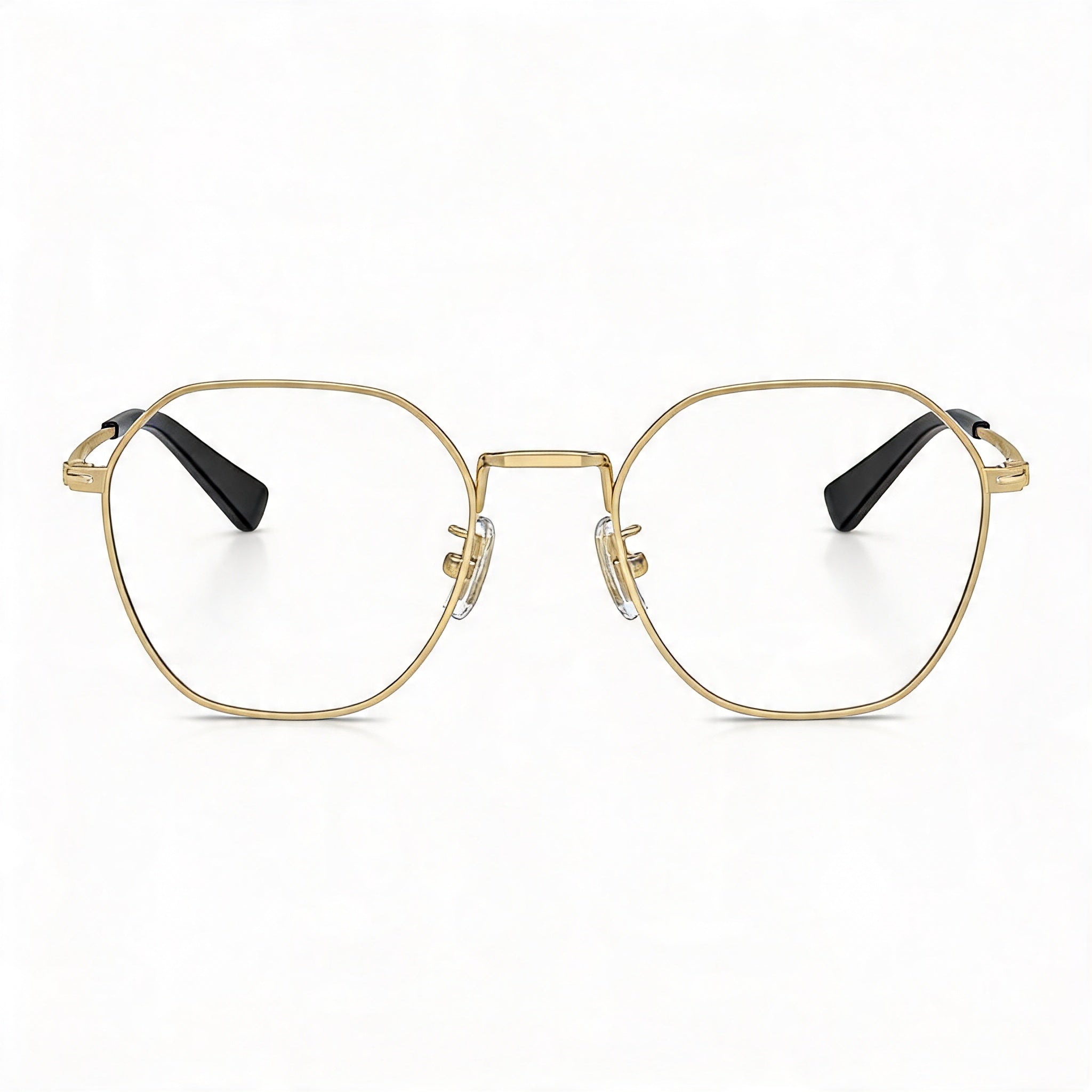 COACH Hc5170 Men's Round Metal Eyeglass Frame, Shiny Light Gold, Demo Lens, 52mm, Photo 1