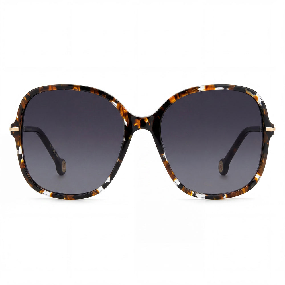 Carolina Herrera Casual Women's Black Havana Gold Acetate Non-Polarized Sunglasses, Bridge 18mm, Temple 135mm