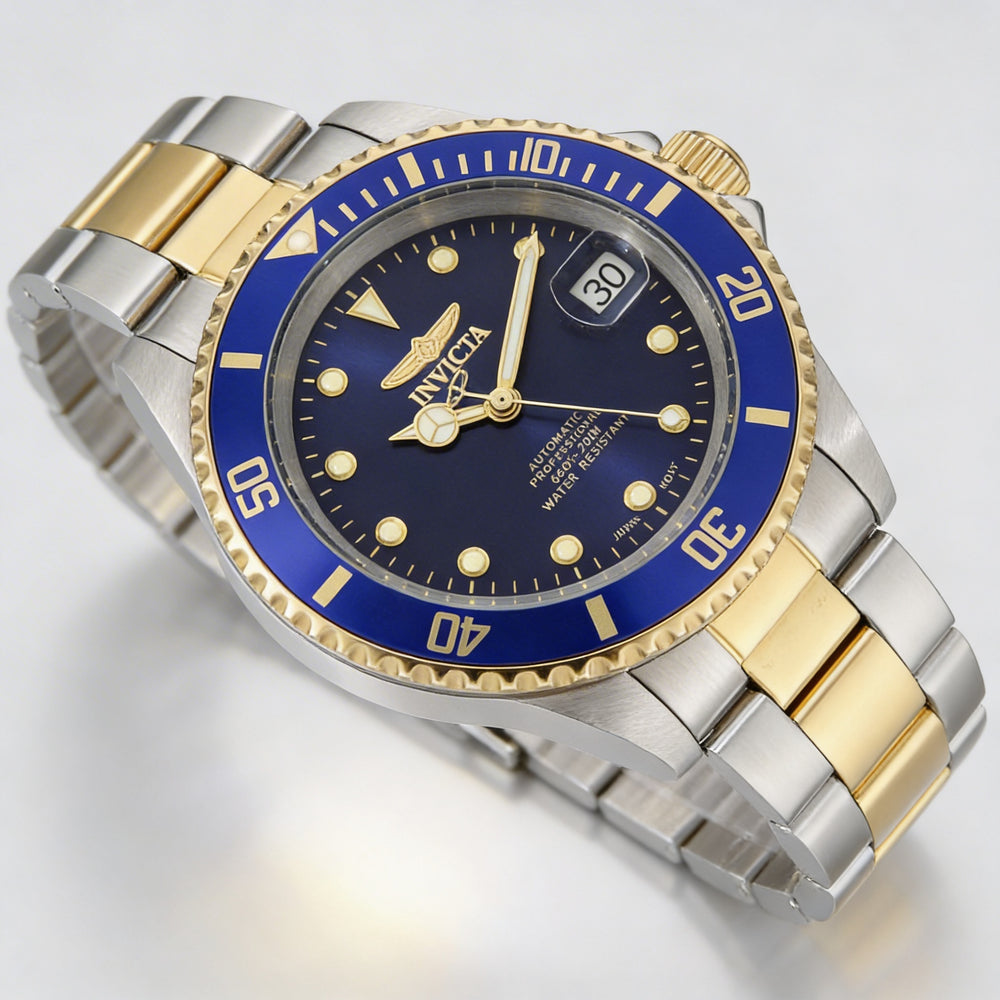 Reloj automático Invicta Pro Diver para mujer, de acero inoxidable en dos tonos y esfera azul, de 40 mm