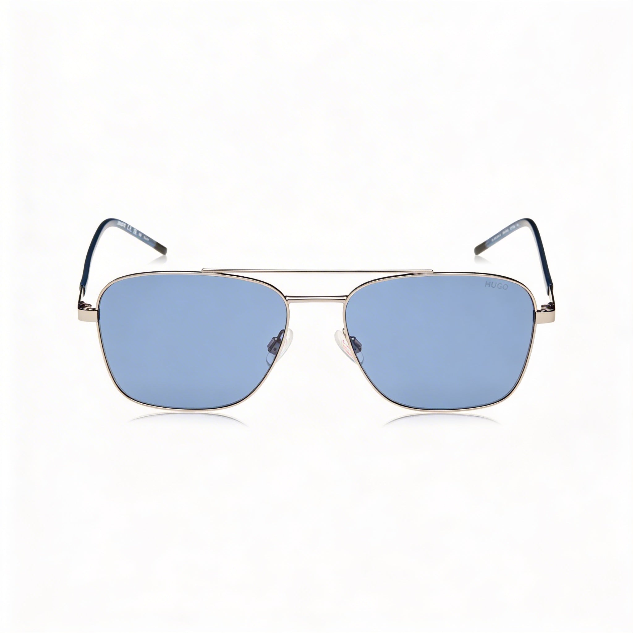 HUGO Modern Men's Pilot Metal Ruthen Sunglasses with Matte Ruthenium Stainless Steel Lenses 57mm UV Protection, Photo 2