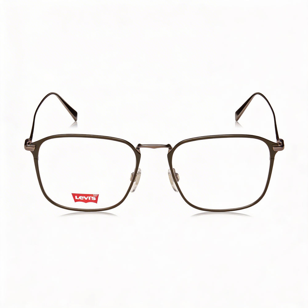 Gafas de vista clásicas Levi's para hombre, cuadradas, con montura metálica, color caqui mate, 52 mm