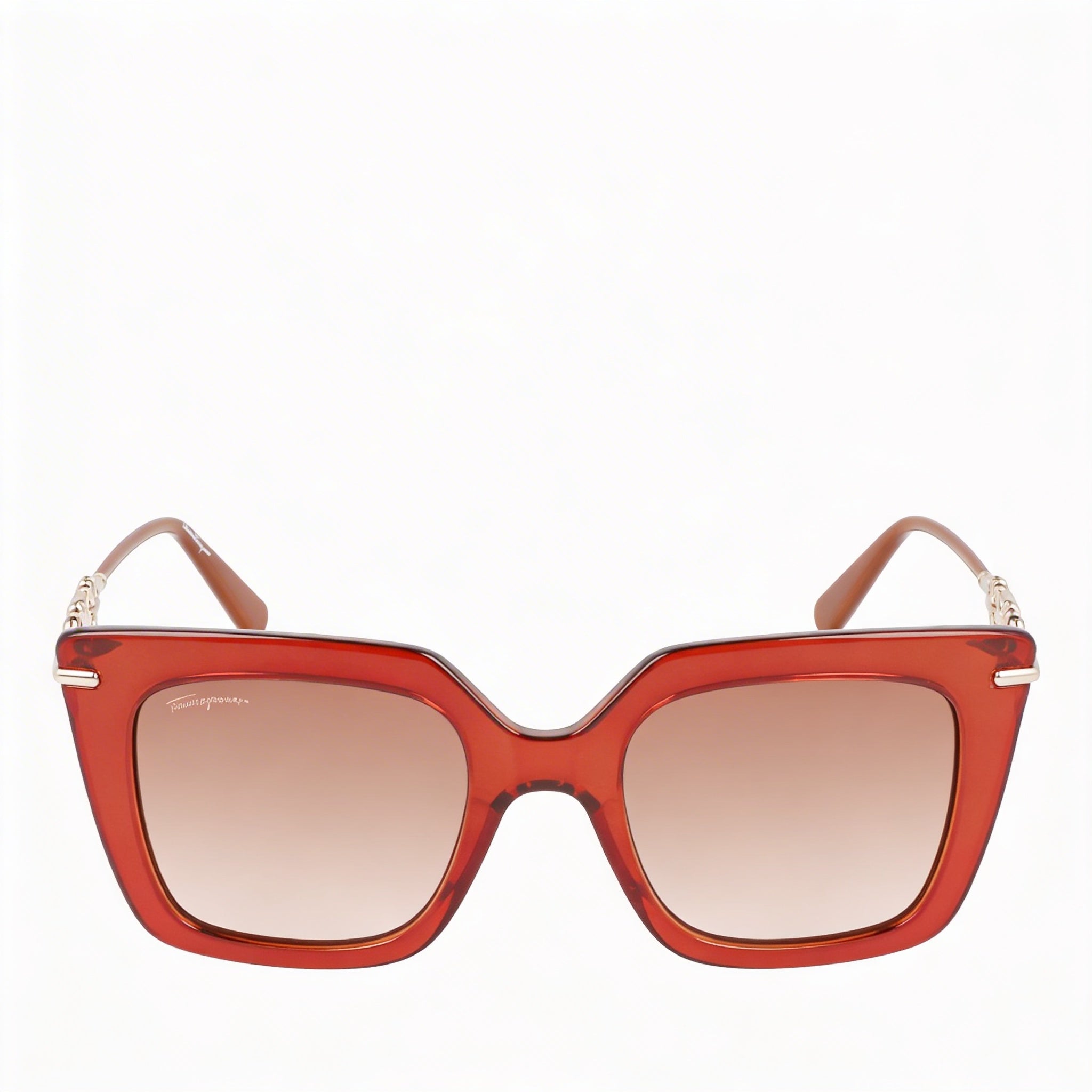 Gafas de sol de mujer Ferragamo SF1041S de montura de plástico marrón transparente con forma de mariposa y lentes degradadas marrones de 51 mm, Photo 2
