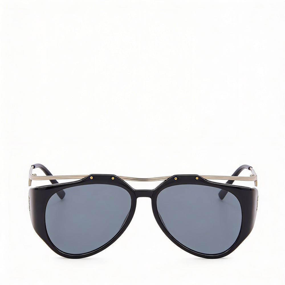 Gafas de sol de aviador Yves Saint Laurent M137 Amelia para mujer, de plástico y metal dorado, lentes negras, 55 mm