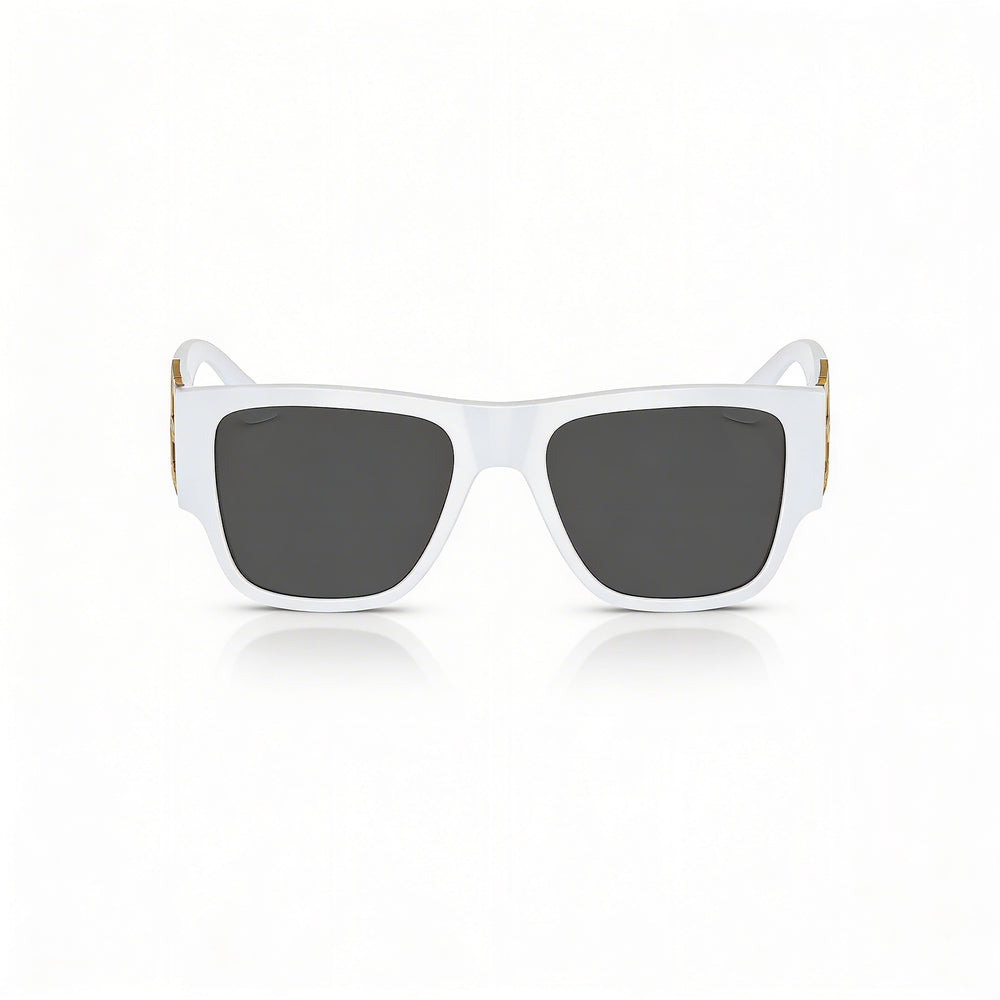 Gafas de sol unisex Versace Ve 4403, armazón de aluminio blanco gris oscuro, lentes UV gris oscuro de 57 mm