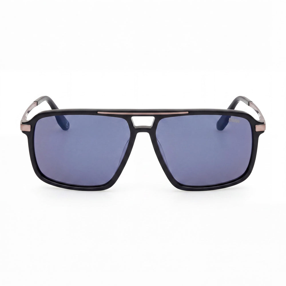 Gafas de sol BMW para mujer, modernas, de acetato, negro brillante, espejo verde-azul, no polarizadas, protección UV, 58 mm
