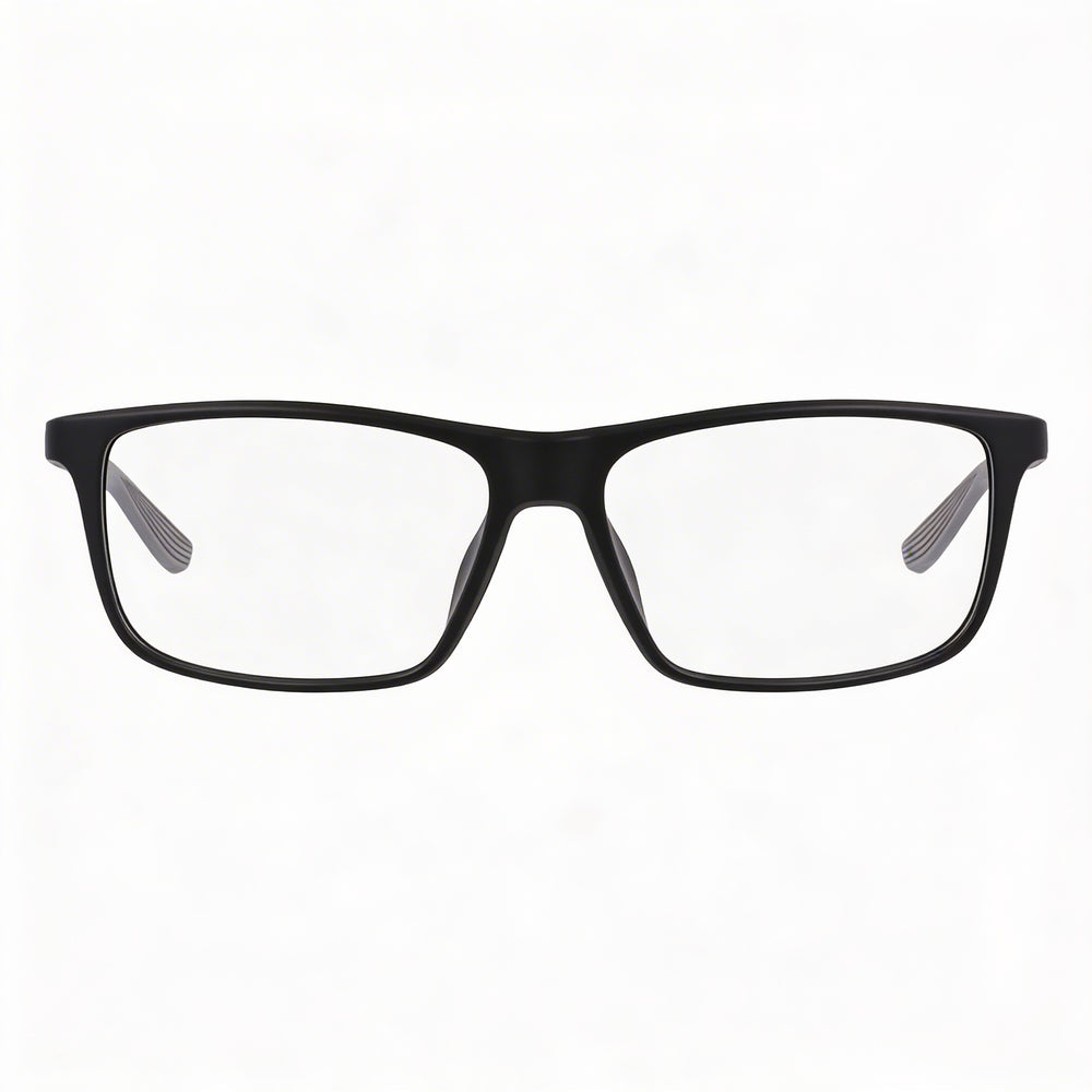 Nike Modern Women's Matte Black Plastic Full Rim Rectangle Eyeglasses with Polycarbonate Lenses 56mm