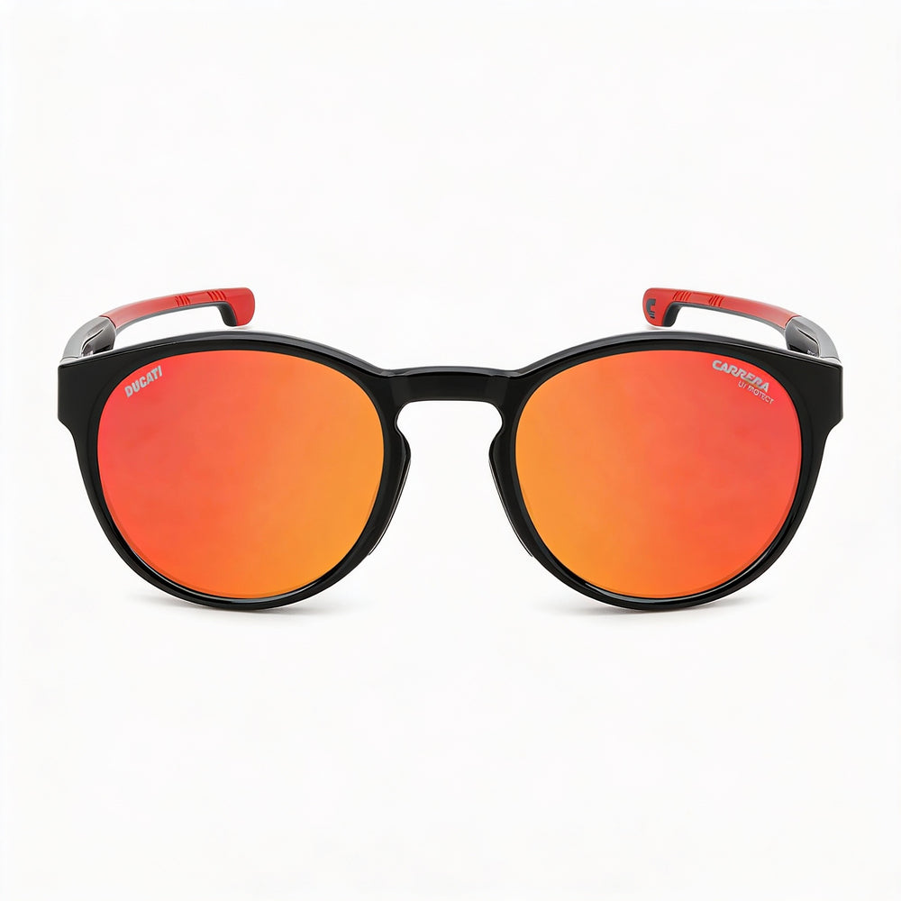 Gafas de sol unisex Carrera Carduc 012/s, deportivas, redondas, de propionato, color negro y multicolor, lentes UV de espejo negro y rojo, 51 mm