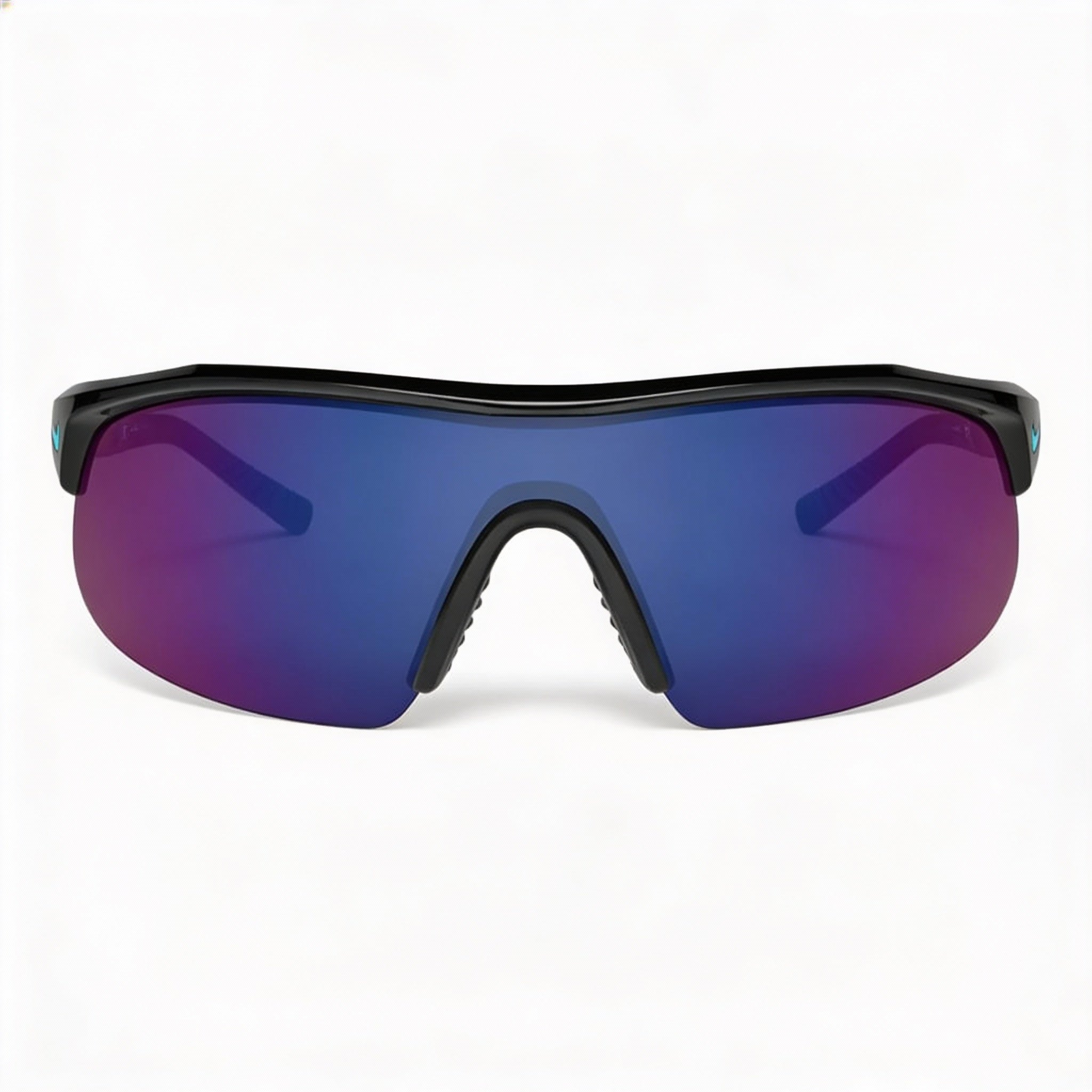 Nike Comtemporary Men's Plastic Frame Sunglasses with UV Protection, Vented Nose Bridge, Black/Blue Mirror, Photo 2
