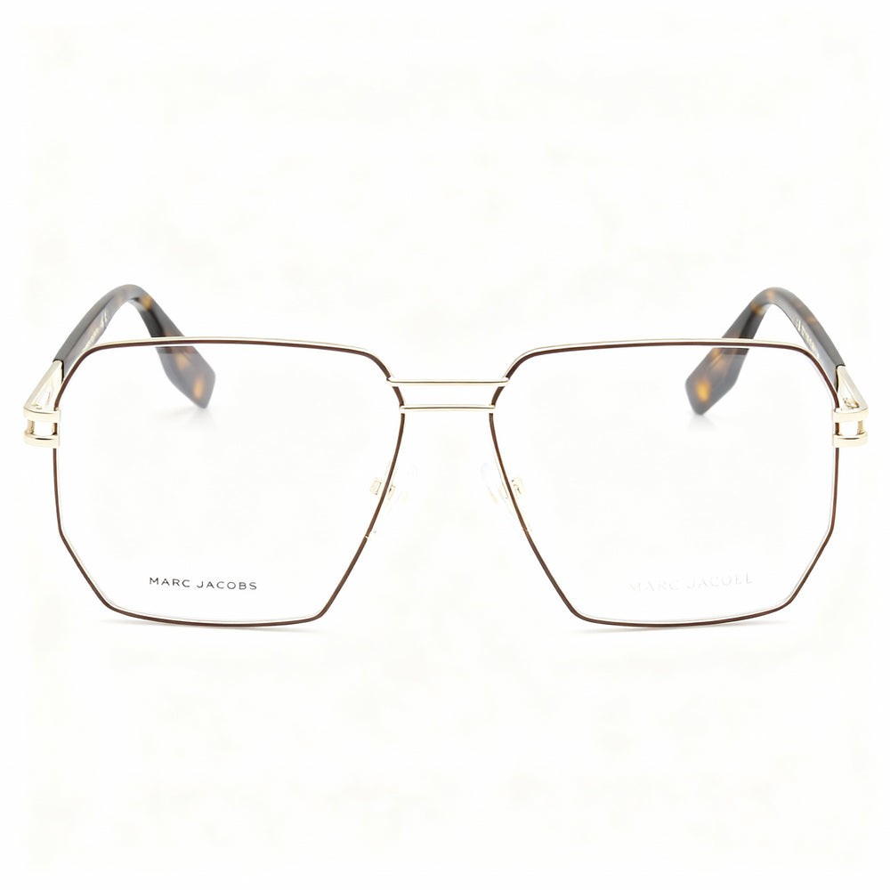 Marc Jacobs Contemporary - Monturas ópticas ligeras de acero inoxidable en marrón dorado para mujer con lentes de policarbonato 7-1-4