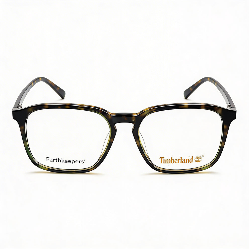 Timberland Casual Men's Dark Green Plastic Frame Transparent Lens Blue Light Blocking Computer Glasses 53mm