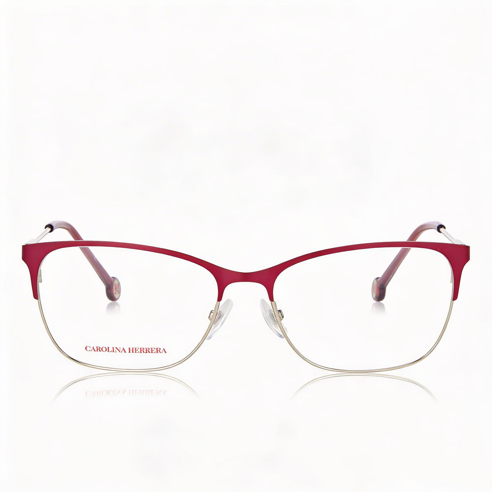 Gafas Carolina Herrera CH 0074 para mujer, montura de acero inoxidable en oro y cereza, de policarbonato, 53mm