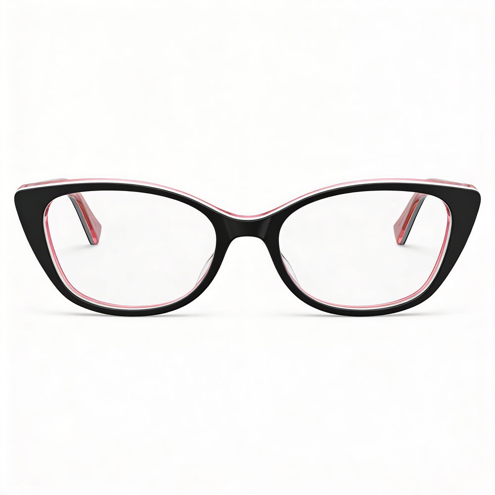 Love Moschino Trilayer Corazón Gafas Ópticas Armazón de Plástico Ojo de Gato Lente de Policarbonato Mujer Negro 51mm