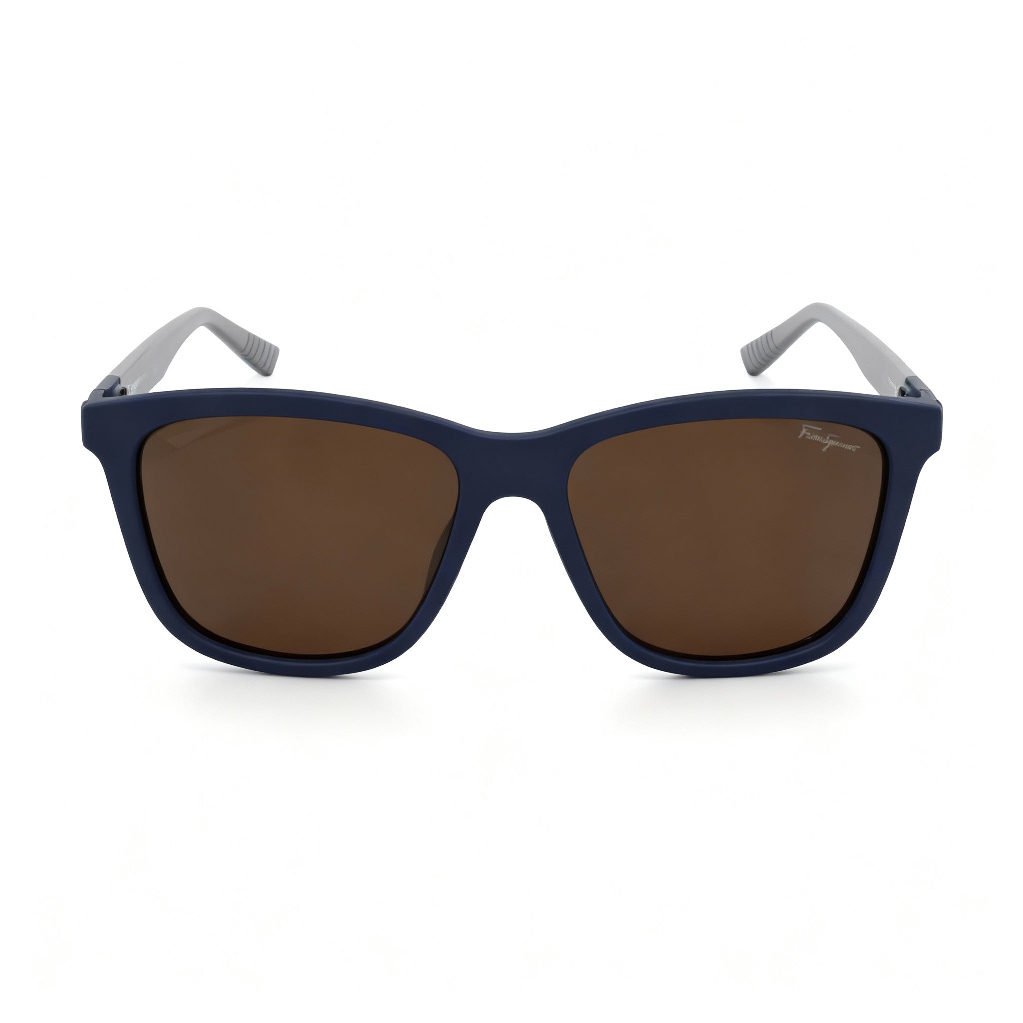 Salvatore Ferragamo SF998S Unisex Modified Rectangle Acetate Sunglasses 57mm Matte Blue Frame, Brown Lens