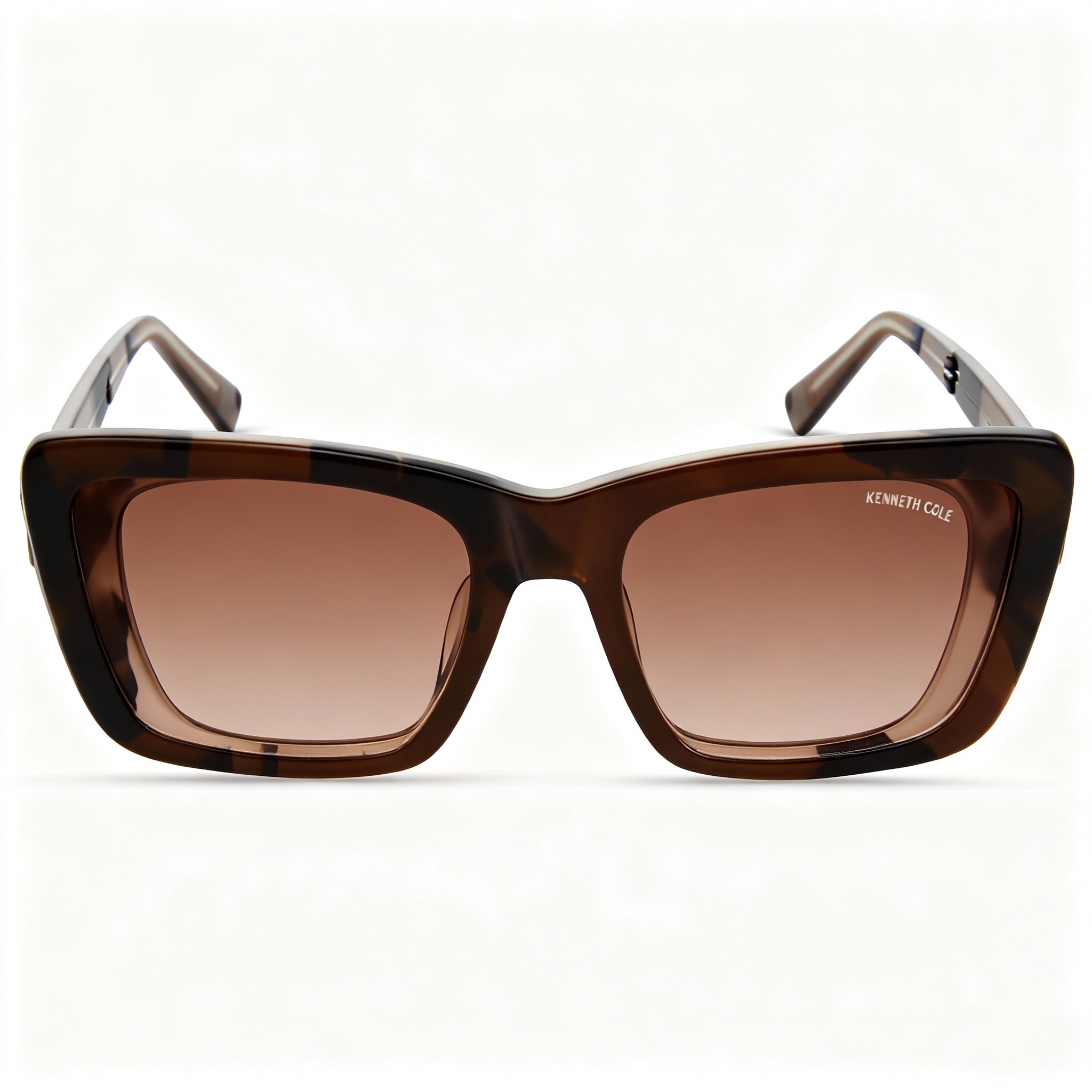Kenneth Cole New York Kc5145f Women's Plastic Sunglasses, Shiny Light Brown, Gradient Brown Lenses, 51-19-140