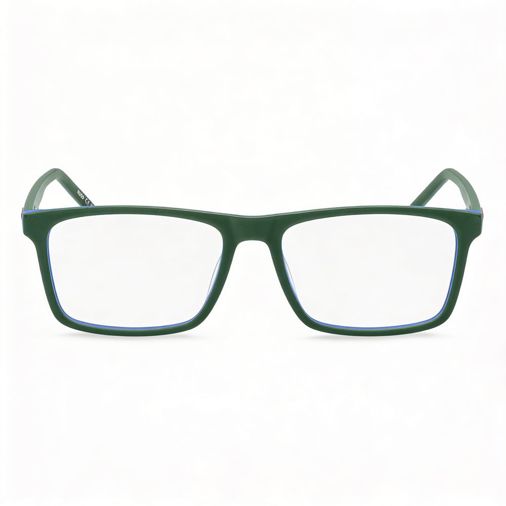 Gafas de sol unisex rectangulares Hugo Boss 1198 con montura de acetato verde-azul, lentes de policarbonato no polarizadas de 56 mm