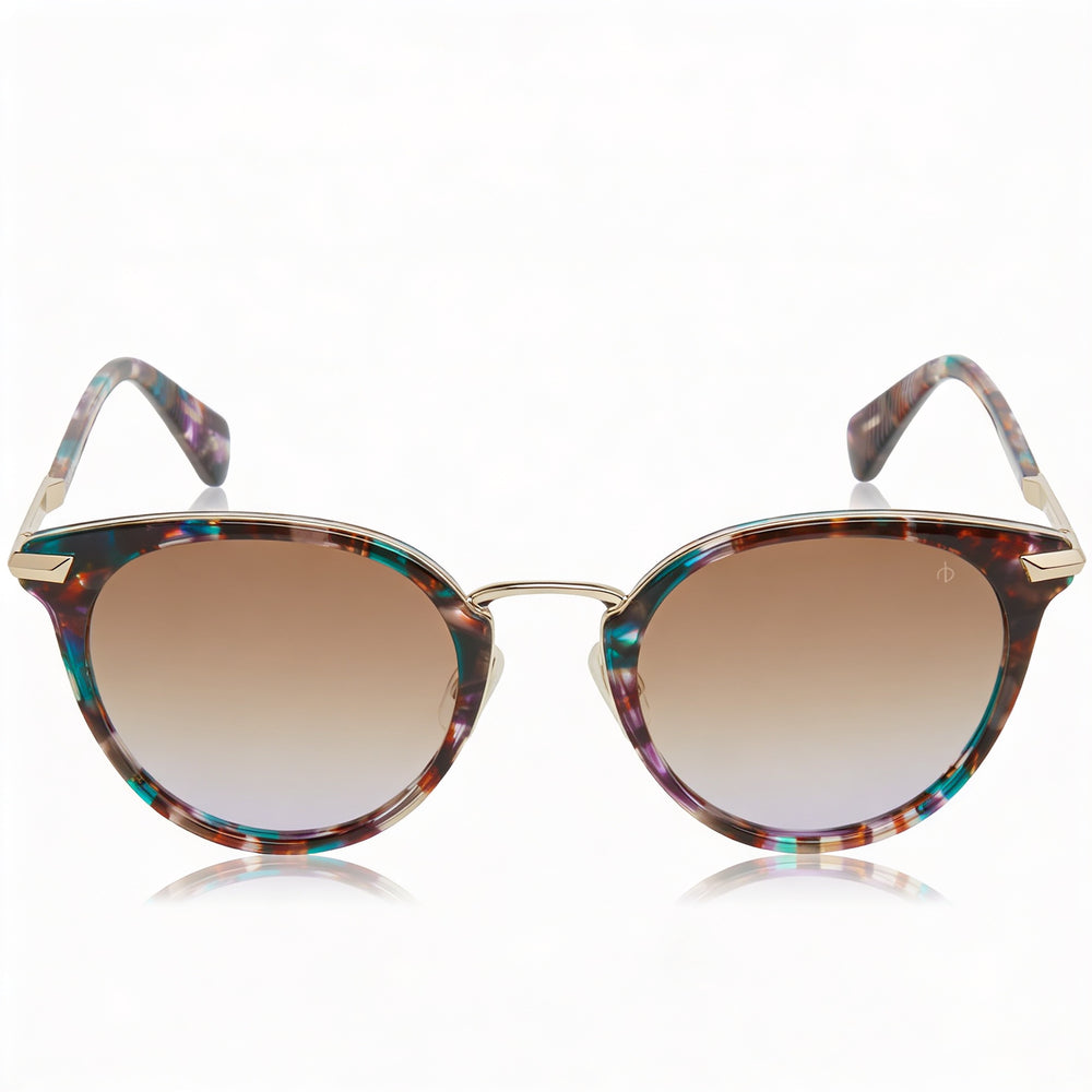 rag & bone Modern Women's Havana Multicoloured Metal Sunglasses Brown Violet Double Shade UV Protected Non-Polarized 53mm