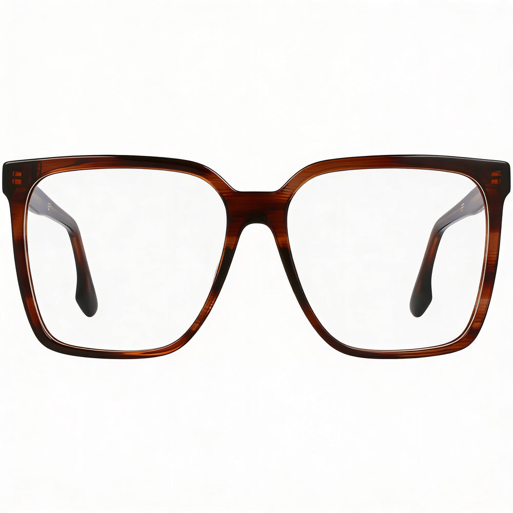 Victoria Beckham Women's VB2669 Brown Horn Optical Frames with Clear Demo Lenses, Prescription Ready (55-15-140)