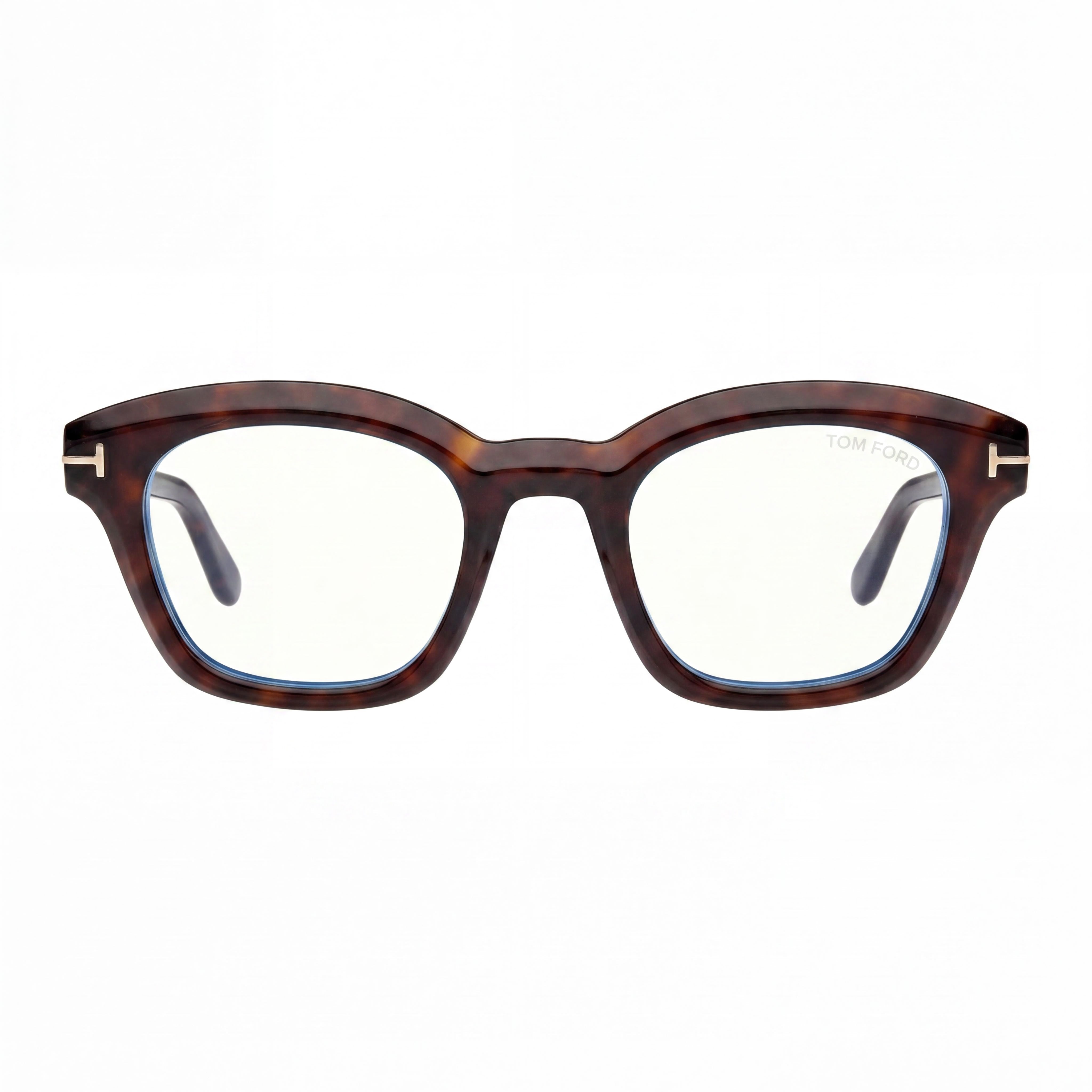 Tom Ford FT5961-B Unisex Dark Havana Optical Frames with Polycarbonate Lenses, Size 49mm Lens Width, Photo 2