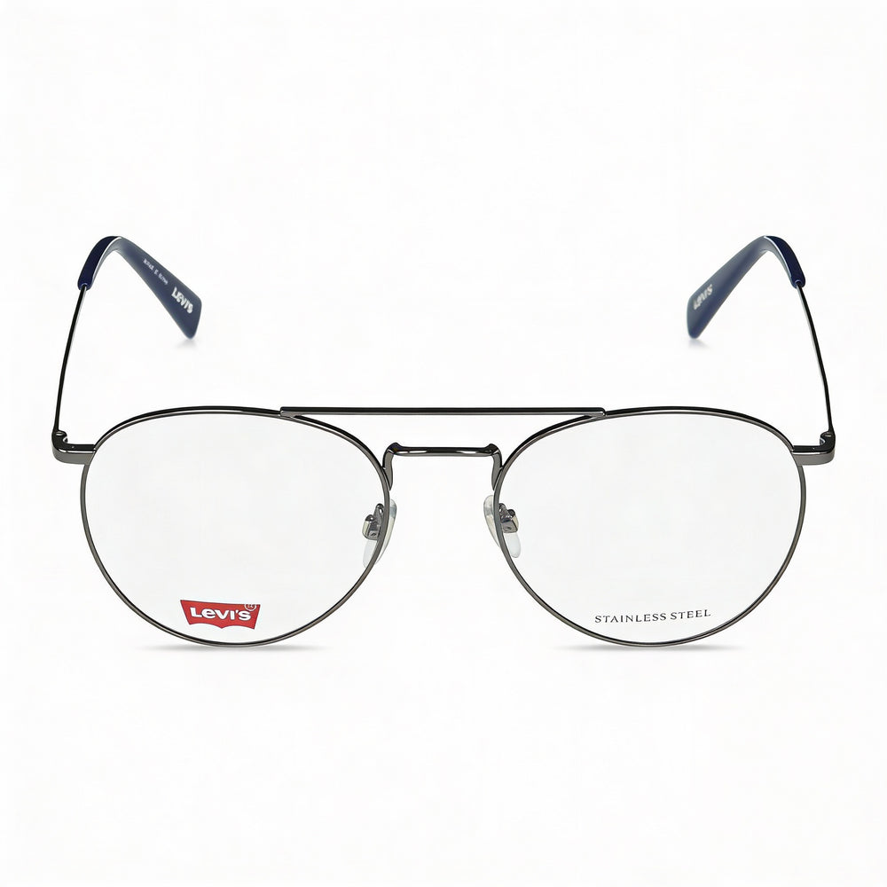 Levi's Lv 1006 Unisex Round/Oval Metal Eyeglasses, Dark Ruthenium, Lens 54mm Bridge 19mm Temple 145mm